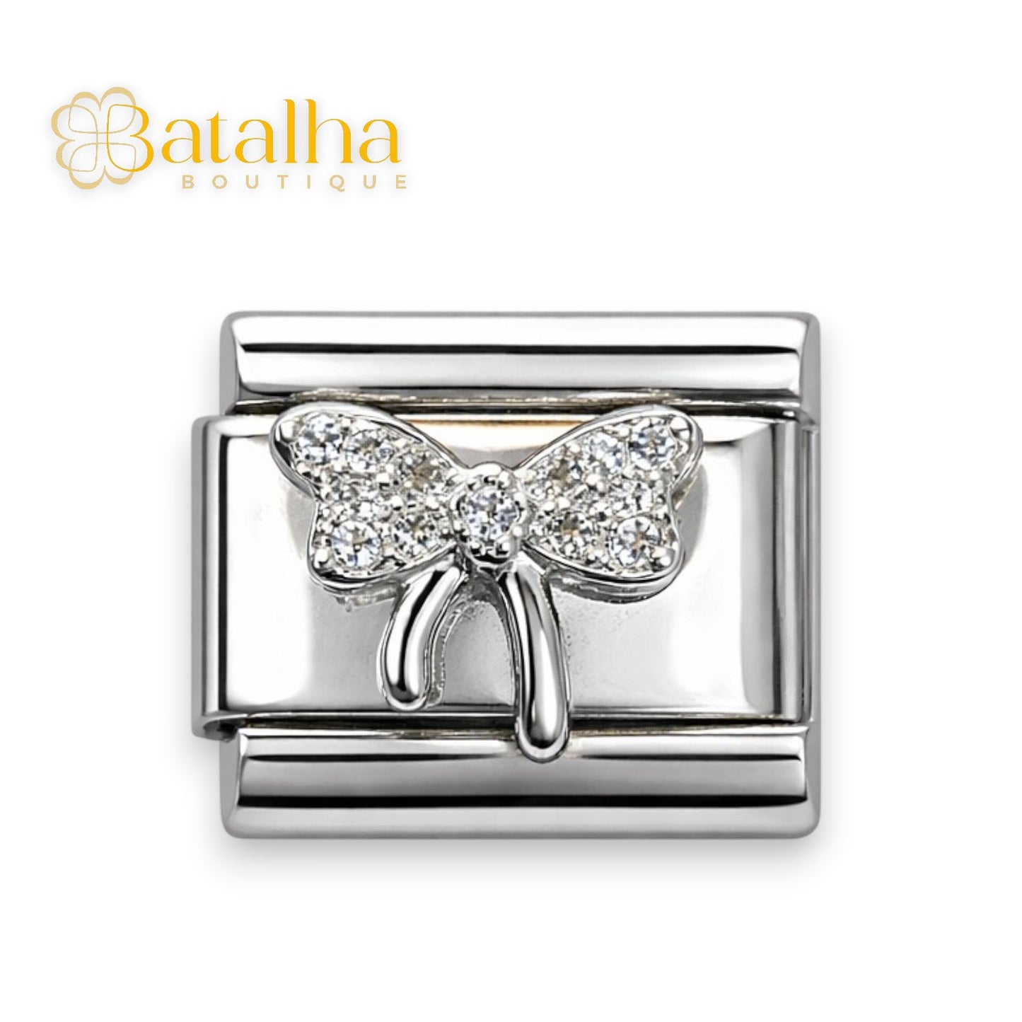 Silver Bow Diamond Charm