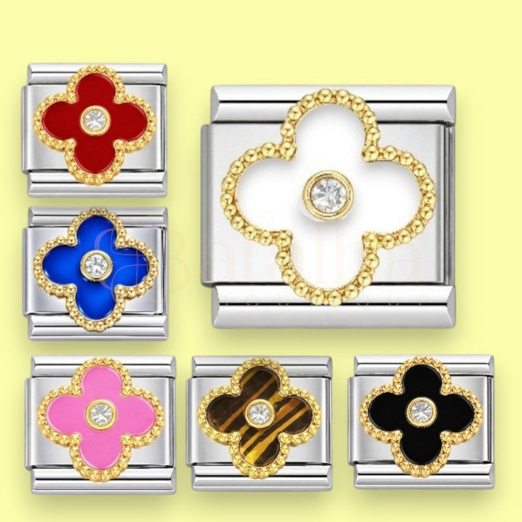 Clover Diamond Silver Charms