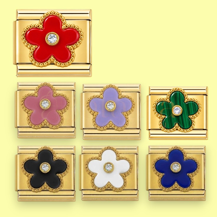 Flower Diamond Gold Charms