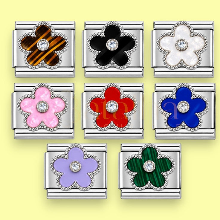 Flower Diamond Silver Charm