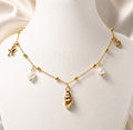 Golden Seashell Pearl Necklace