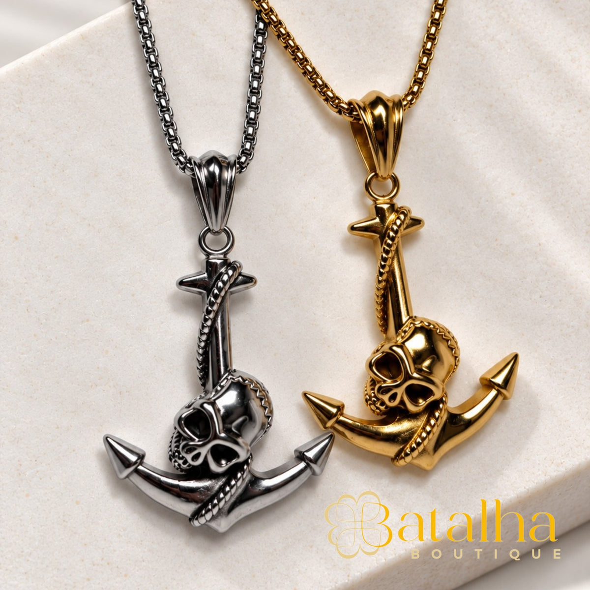 Anchor Skull Necklace